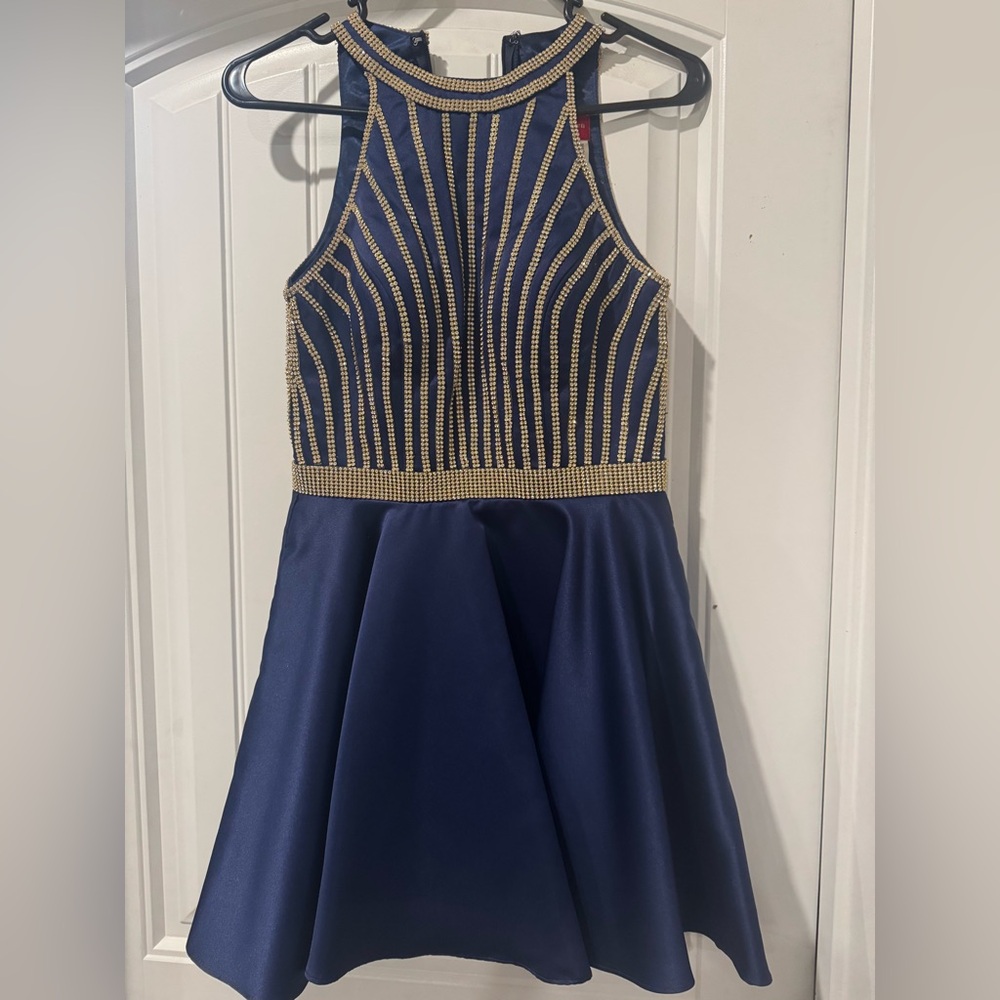 Beautiful Navy and Gold formal Dress